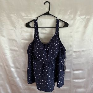 Swimsuits For All Women's Plus Size Flared Tankini Top Purple Dot